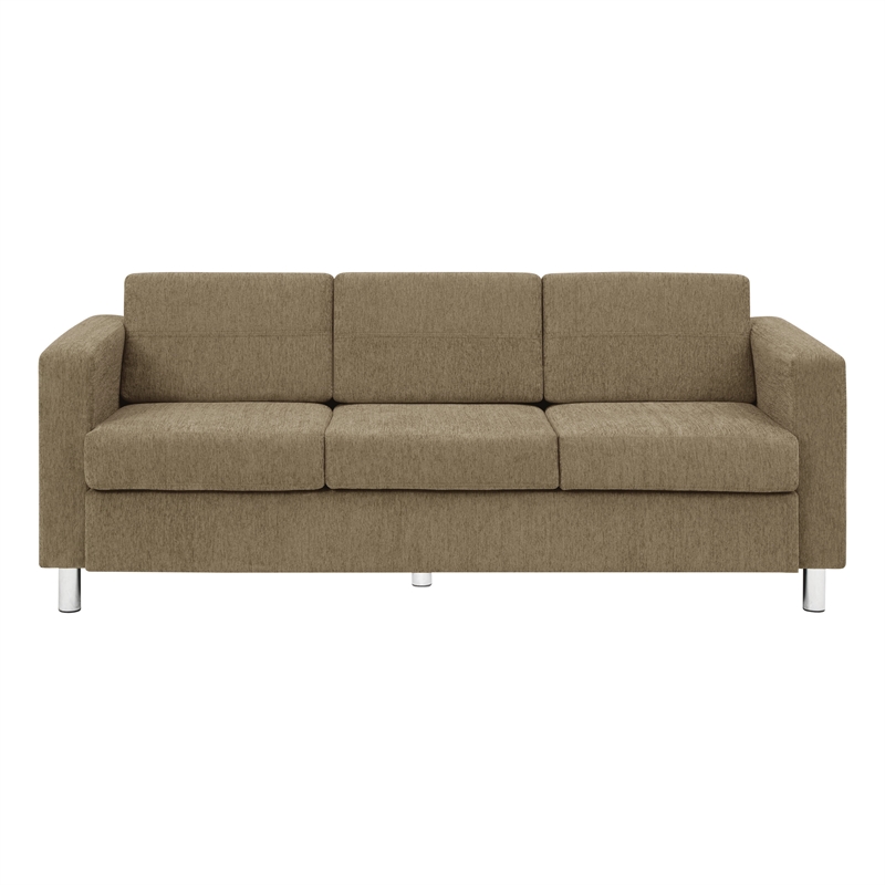 Pacific Sofa in Taupe Fabric with Chrome Finish Legs