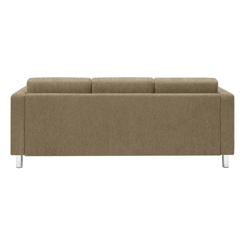 Pacific Sofa in Taupe Fabric with Chrome Finish Legs
