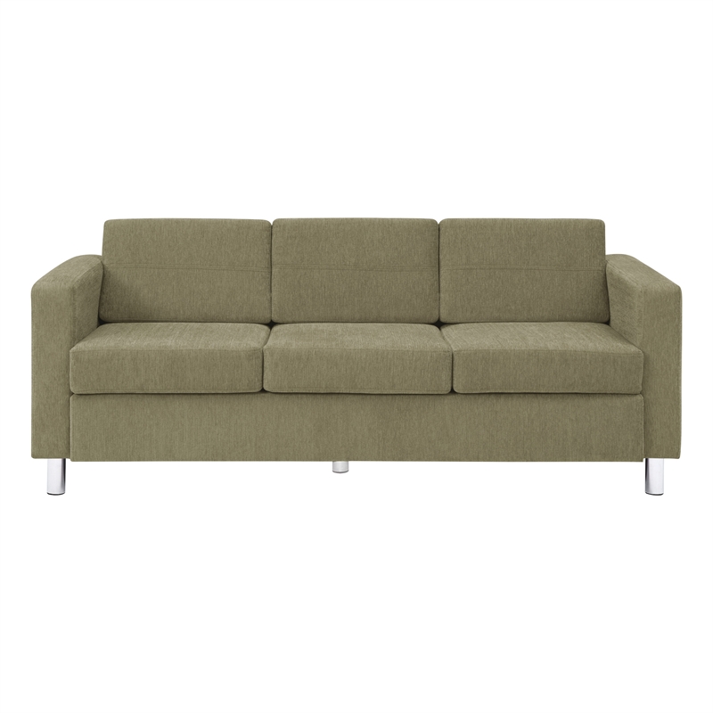 Pacific Sofa in Sea Green Fabric with Chrome Finish Legs