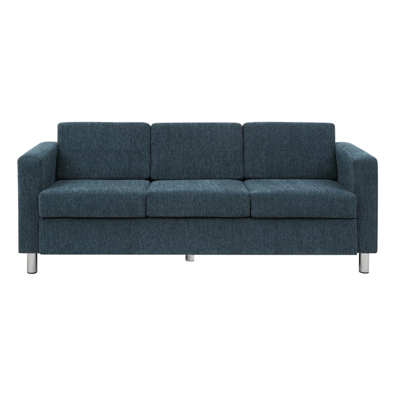 Pacific Sofa in Navy Fabric with Chrome Finish Legs