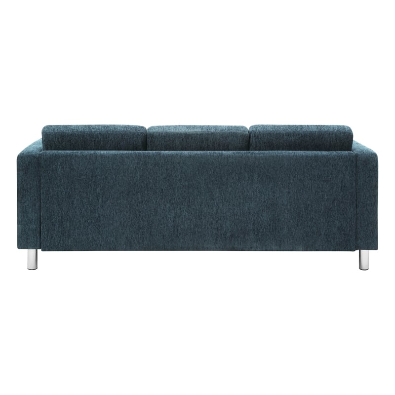 Pacific Sofa in Navy Fabric with Chrome Finish Legs