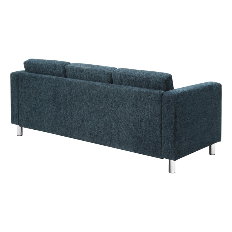 Pacific Sofa in Navy Fabric with Chrome Finish Legs