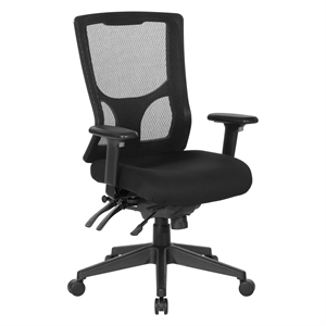 &quotProGrid Mesh Back Chair with 2-Way Adjustable Arms Ratchet Back in Black Fabric