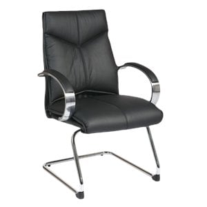 office star mid back visitors black leather chair