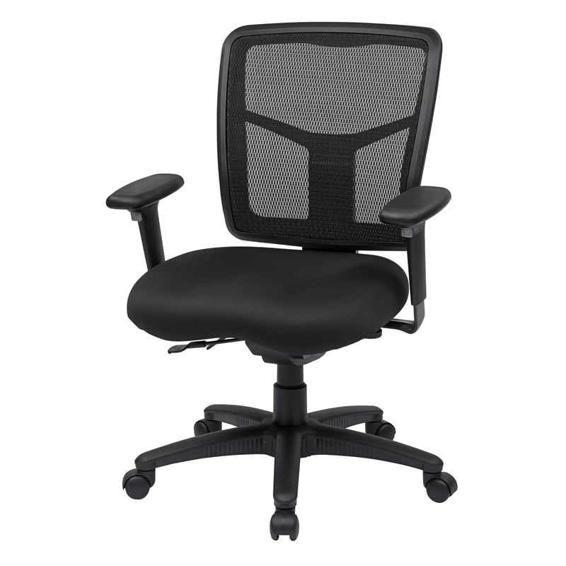 ProGrid Back Mid Back Black Managers Office Chair with 2 way adjustable arms