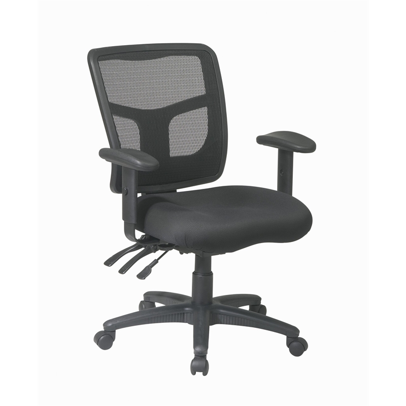 ProGrid Back Mid Back Black Managers Office Chair with 2 way adjustable arms