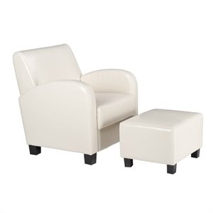 Club Chair with Ottoman in Ivory