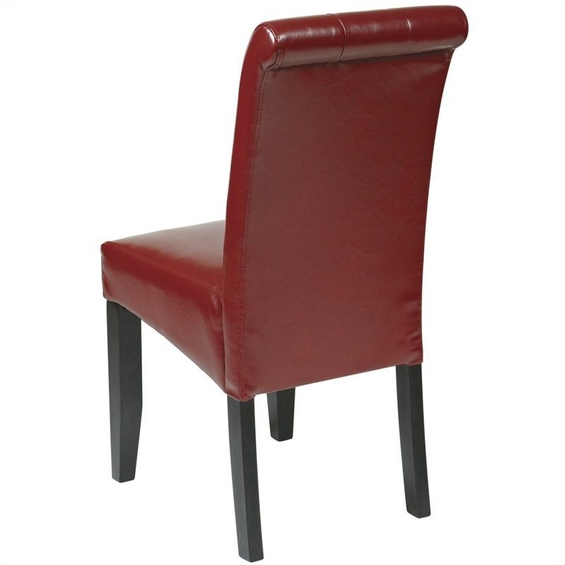 Button Back Parsons Chair in Red Bonded Leather MET88RD