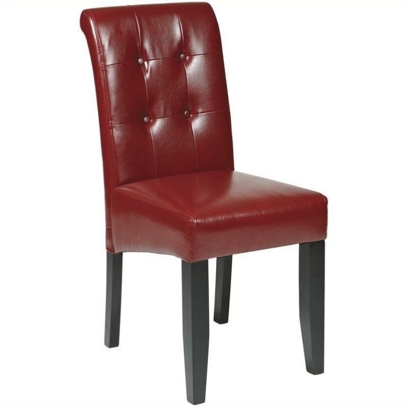 Office Star Metro Parsons Button Back Dining Chair In Crimson Red