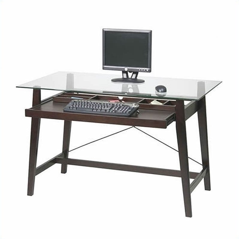 Tribeca 42 Inch Tool Less Computer Desk In Espresso Wood With