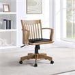Deluxe Wood Bankers Chair with Black Vinyl Padded Seat in Fruit Brown Wood