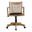 Deluxe Wood Bankers Chair with Black Vinyl Padded Seat in Fruit Brown Wood