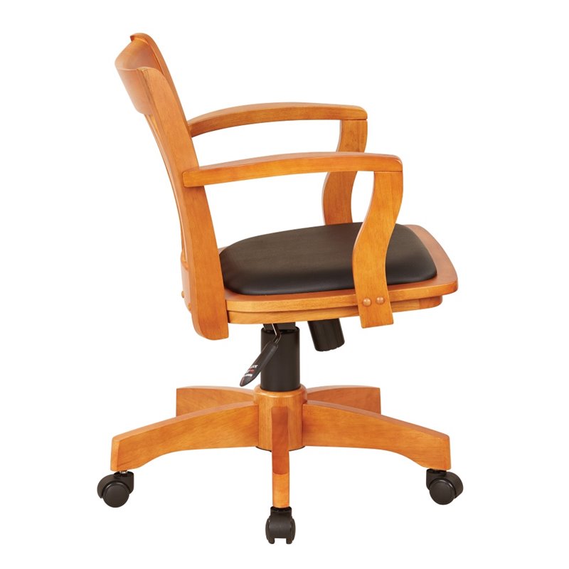 Deluxe Wood Bankers Chair With Black, Wood Bankers Chair With Padded Seat
