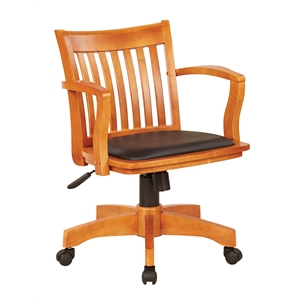 deluxe wood bankers chair with vinyl padded seat