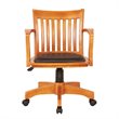 Deluxe Wood Bankers Chair with Black Vinyl Padded Seat in Fruit Brown Wood