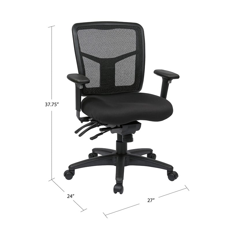 ProGrid Black Mid Back Managers Office Chair with Adjustable Arms