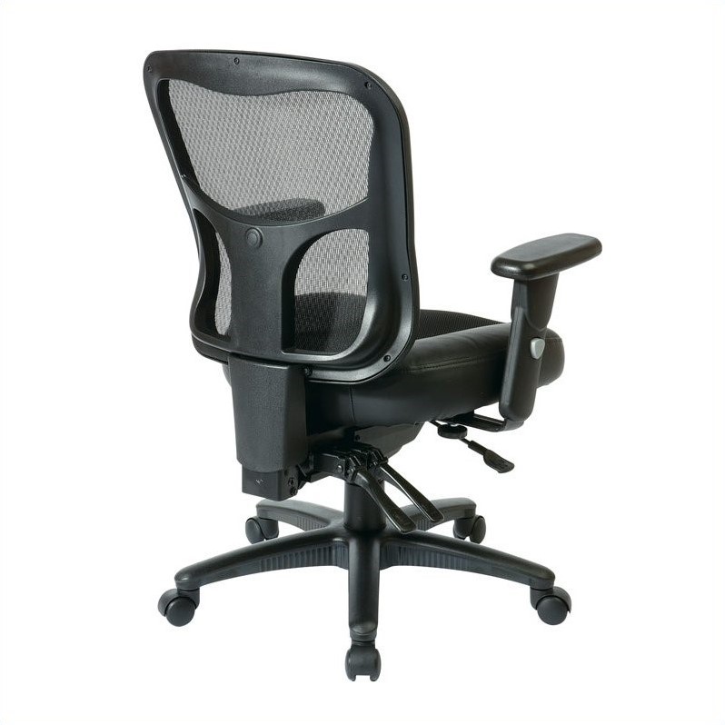 ProGrid High Back Manager Office Chair with Black Leather and Mesh Seat