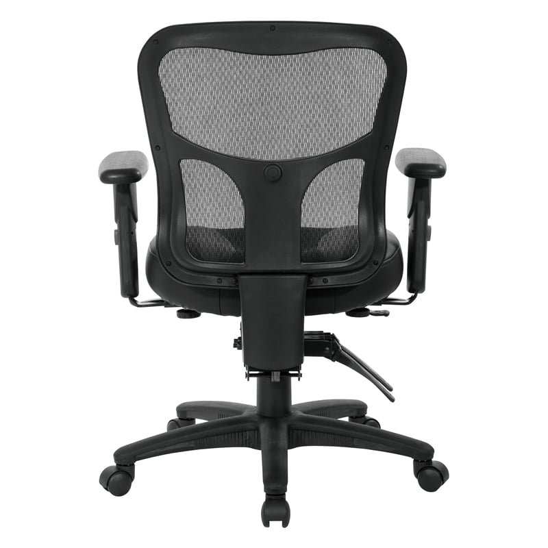 ProGrid High Back Manager Office Chair with Black Leather and Mesh Seat