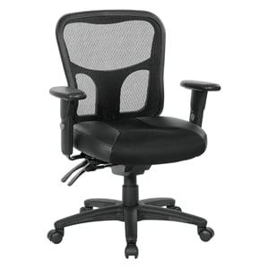 ProGrid High Back Manager Office Chair with Black Leather and Mesh Seat
