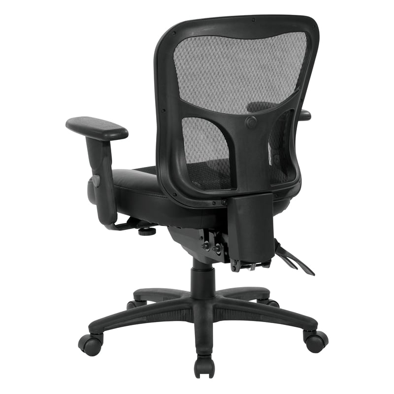 ProGrid High Back Manager Office Chair with Black Leather and Mesh Seat