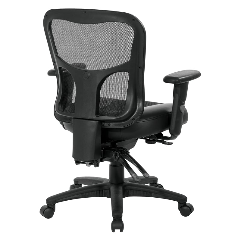 ProGrid High Back Manager Office Chair with Black Leather and Mesh Seat