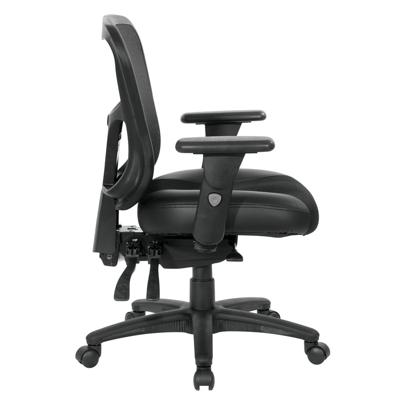ProGrid High Back Manager Office Chair with Black Leather and Mesh Seat