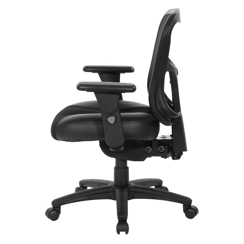 ProGrid High Back Manager Office Chair with Black Leather and Mesh Seat