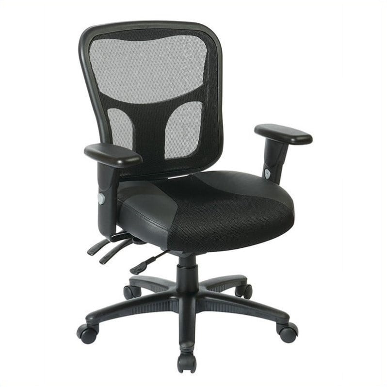 ProGrid High Back Manager Office Chair with Black Leather and Mesh Seat
