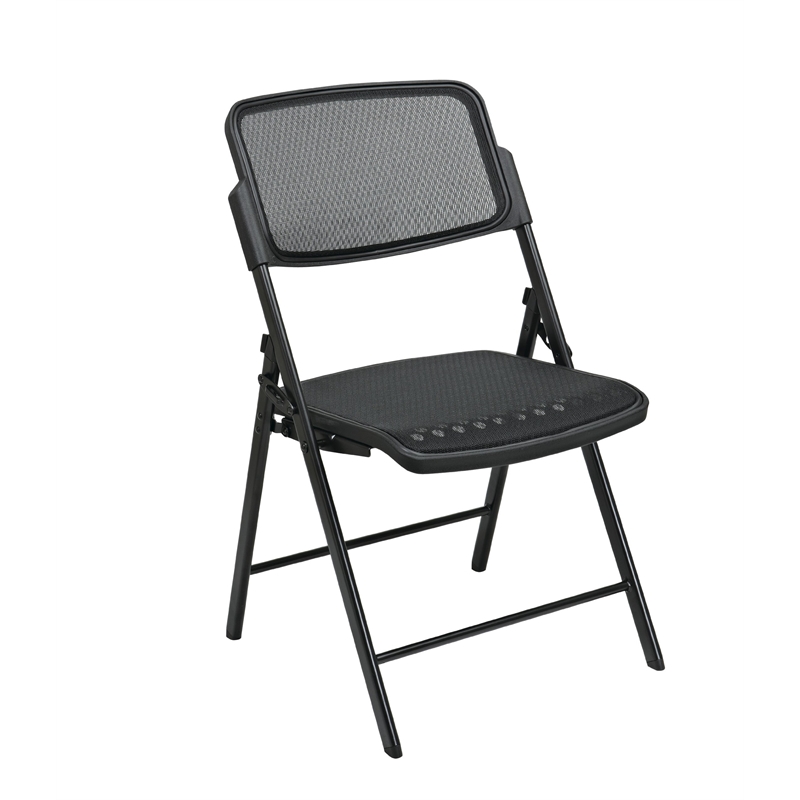 Deluxe Folding Chair With Black ProGrid Mesh Fabric Seat and Back