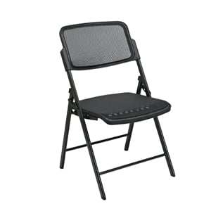 Deluxe Folding Chair With Black ProGrid Mesh Fabric Seat and Back