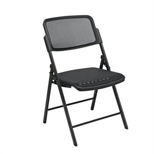 deluxe folding chair with black progrid seat and back 2 pack gangable