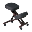 Ergonomically Black Fabric Wood Knee Office Chair in Mahogany Legs