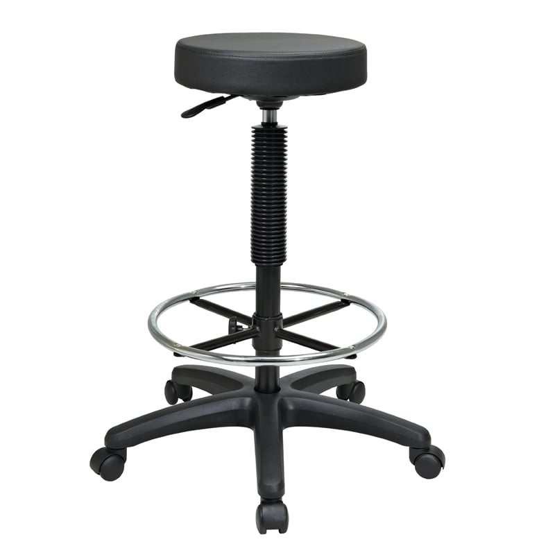 Pneumatic Black Drafting Chair Backless Stool with Vinyl Seat