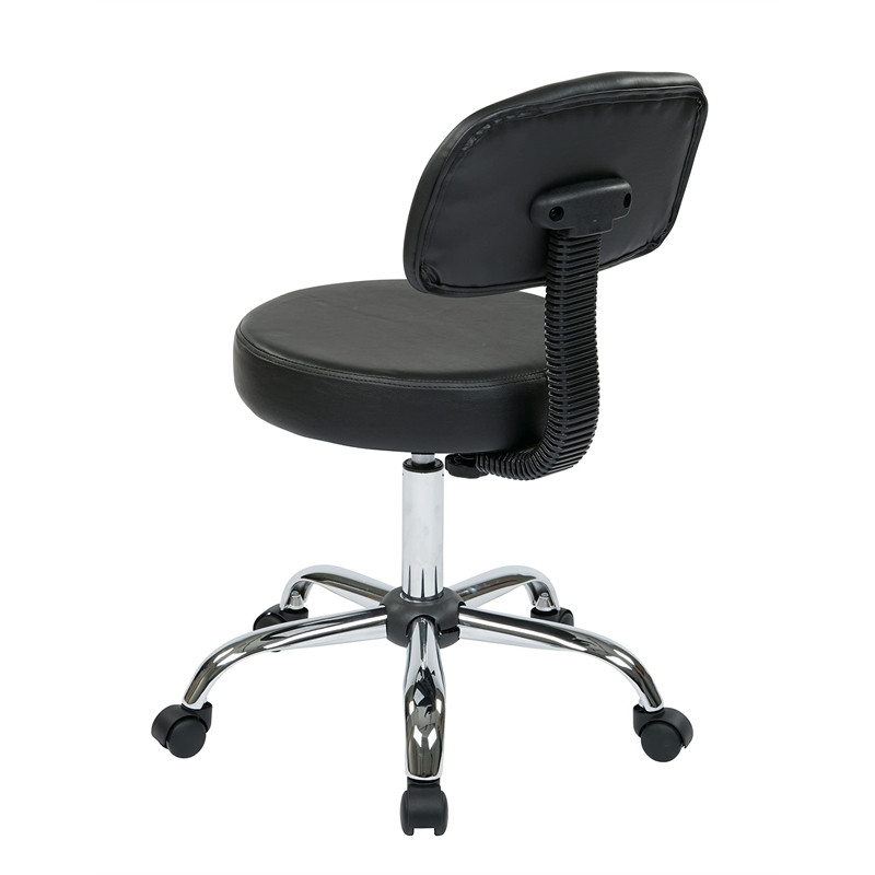 Black Pneumatic Drafting Chair with Stool and Back with Vinyl Seat