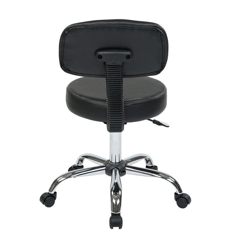 Black Pneumatic Drafting Chair with Stool and Back with Vinyl Seat