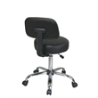 Black Pneumatic Drafting Chair with Stool and Back with Vinyl Seat