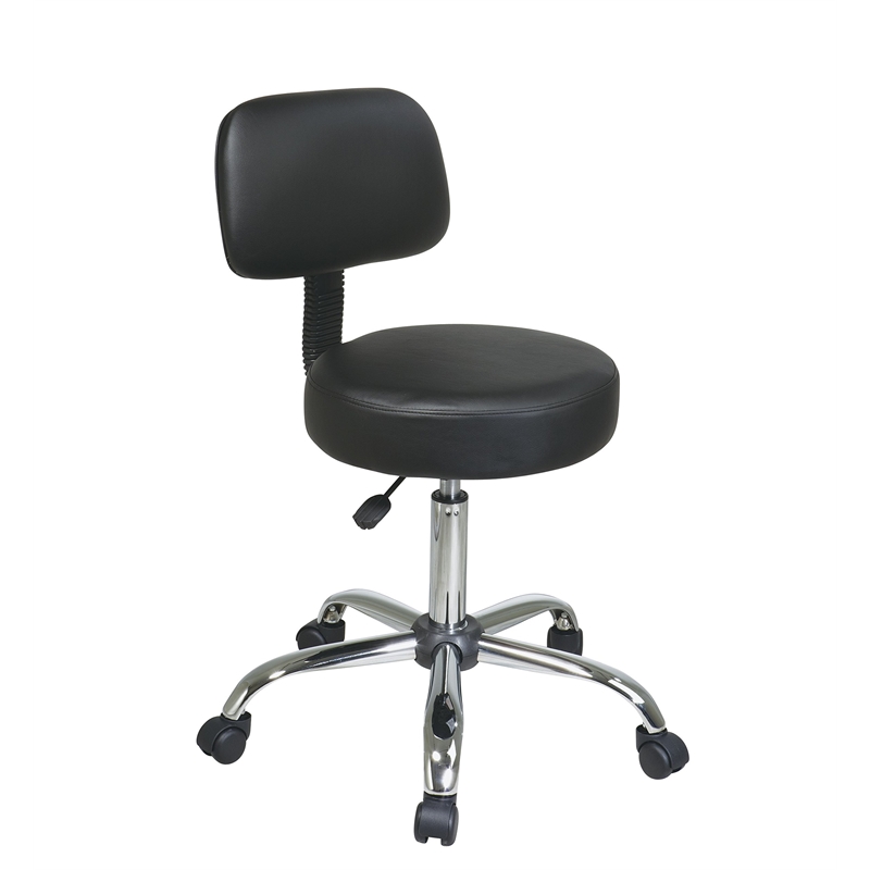 Black Pneumatic Drafting Chair with Stool and Back with Vinyl Seat