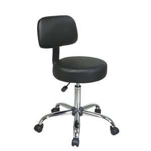 Black Pneumatic Drafting Chair with Stool and Back with Vinyl Seat