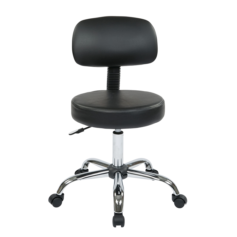 Black Pneumatic Drafting Chair with Stool and Back with Vinyl Seat