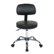 Black Pneumatic Drafting Chair with Stool and Back with Vinyl Seat