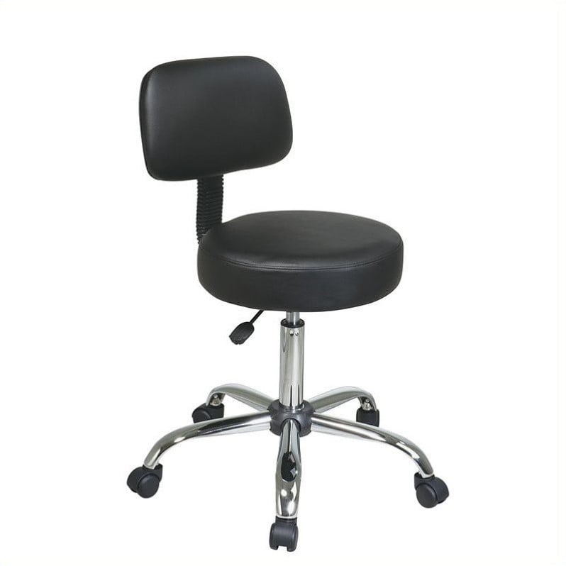 Black 19 to 24 Adjustable Height WorkSmart Seating Star Backless Office Stool with Saddle Seat and Angle Adjustment 