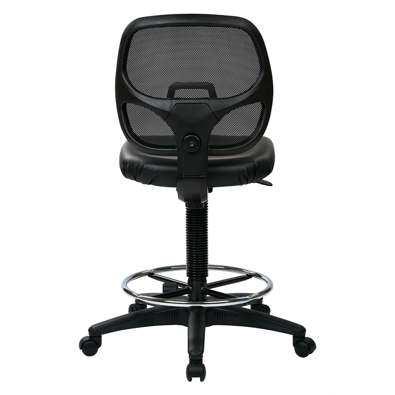 Deluxe Mesh Black Back Drafting Chair with Vinyl Seat