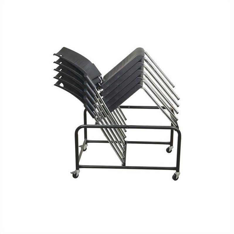 Straight Leg Stacking Plastic Chair in Black Set of 2
