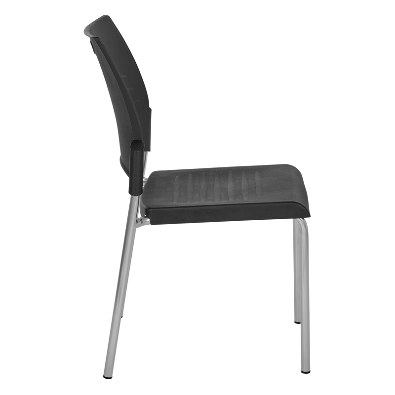 Straight Leg Stacking Plastic Chair in Black Set of 2