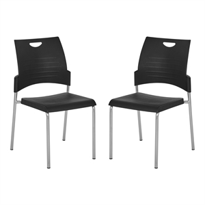 Straight Leg Stacking Plastic Chair in Black Set of 2
