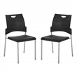 Straight Leg Stacking Plastic Chair in Black Set of 2
