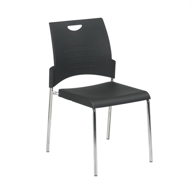 Straight Leg Stacking Plastic Chair in Black Set of 2