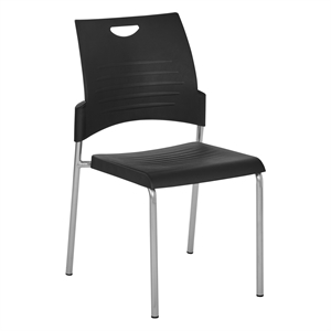 Black Straight Leg Stack Chair with Plastic Seat and Back  4 Pack