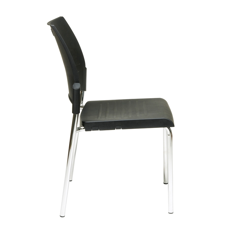 Black Straight Leg Stack Chair with Plastic Seat and Back  4 Pack