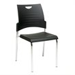 Black Straight Leg Stack Chair with Plastic Seat and Back  4 Pack